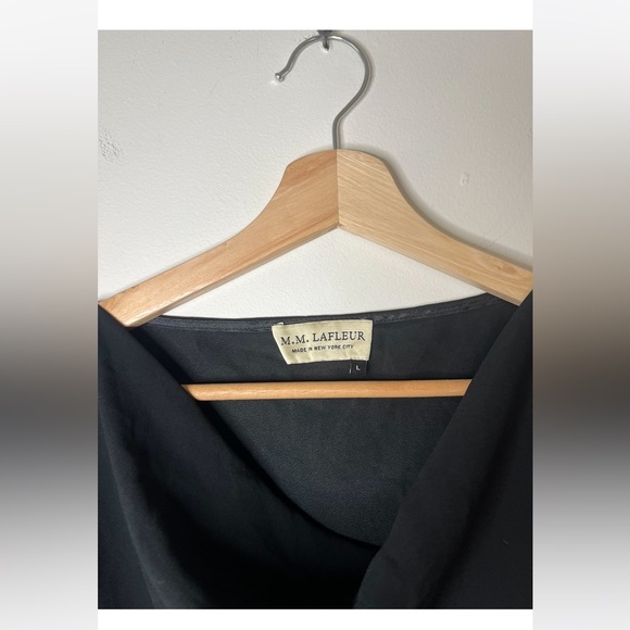 M.M.LAFLEUR TAILORED DRAPED BOAT NECK THE NORA TOP- ECO SOFT WAVE IN BLACK L - Picture 5 of 7